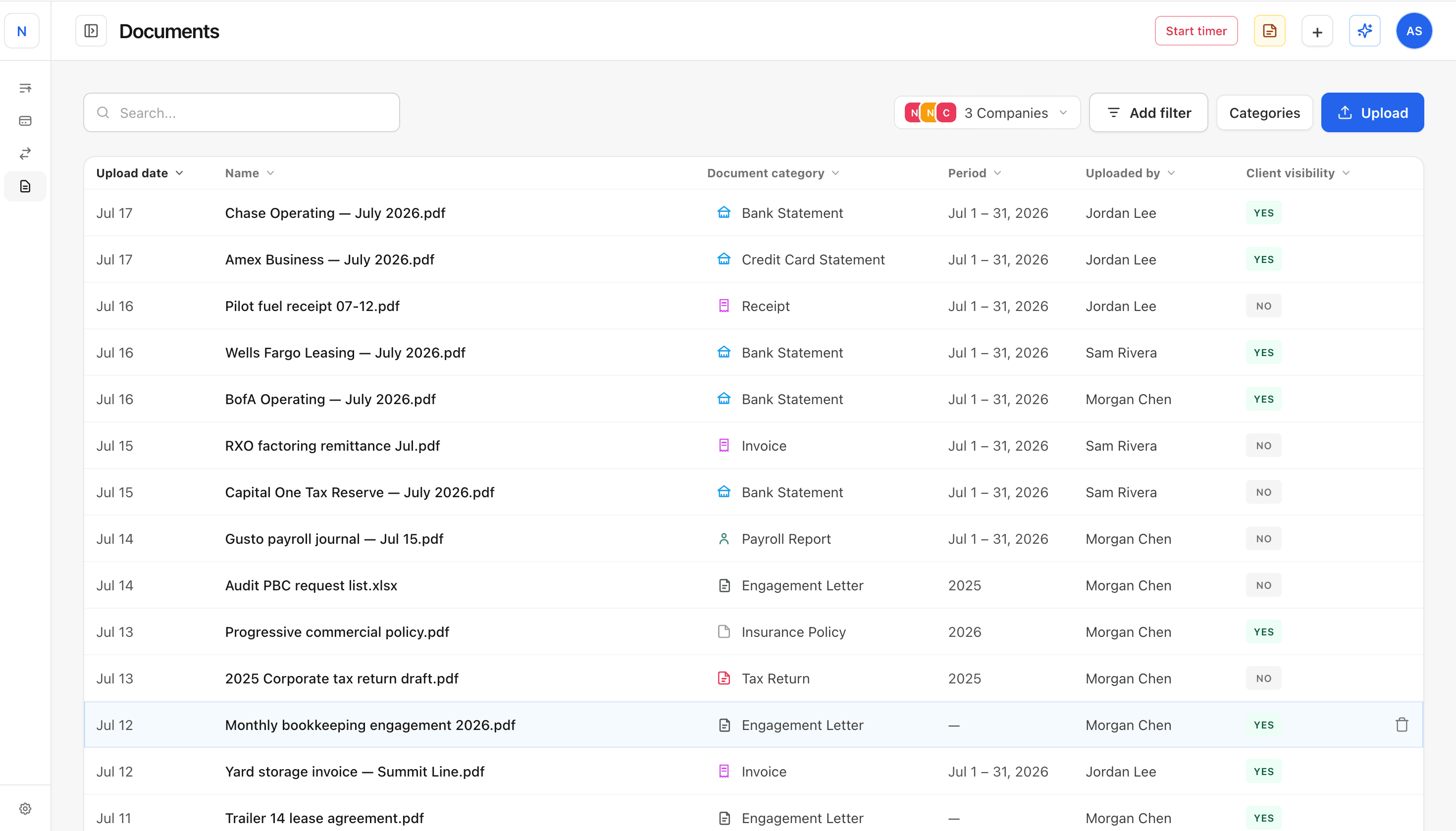 Signed letters filed in Documents with per-document client visibility.